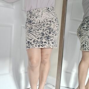 Pauw Amsterdam Sz 1 Cheetah Print Wool Cashmere Beige‎ White Lined Mini Skirt